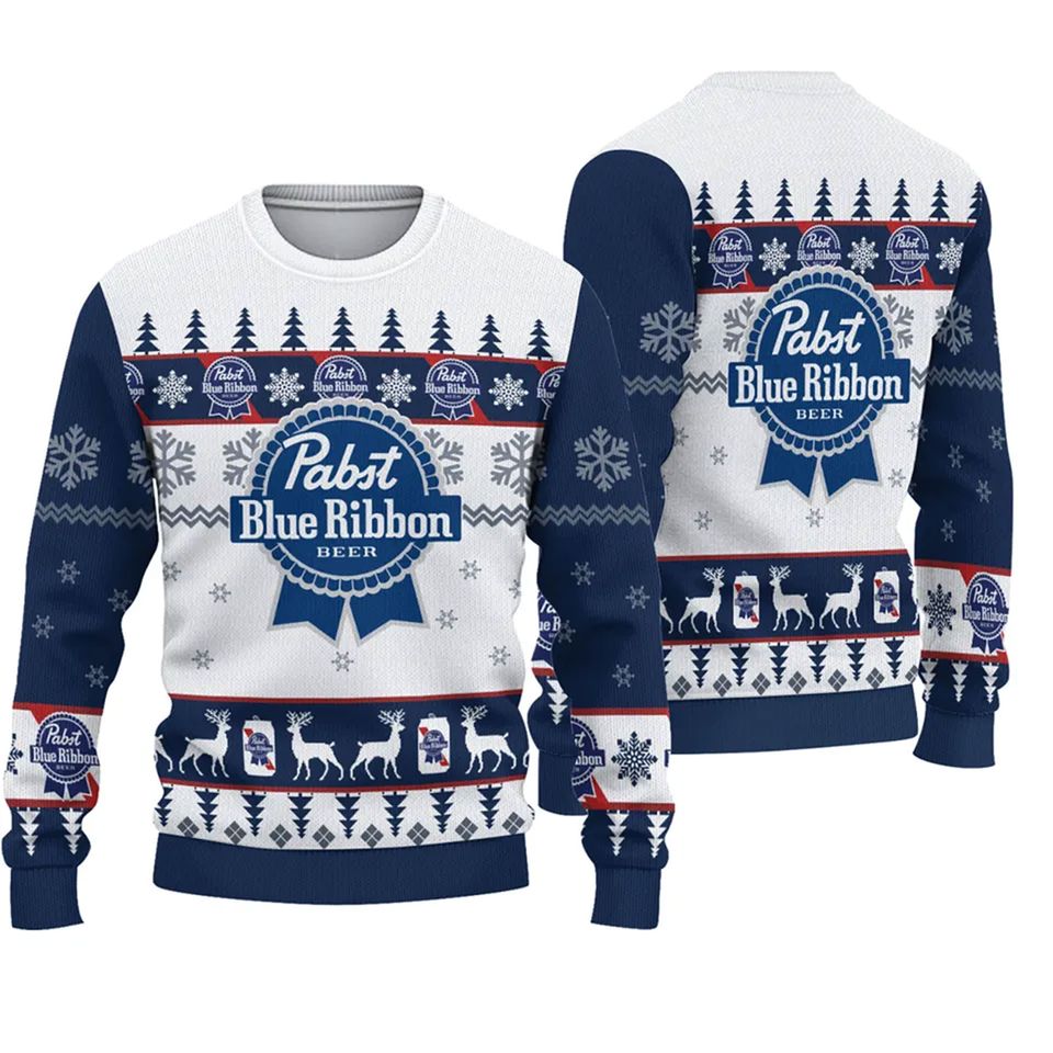 Pabit Blue Ribbon Christmas Ugly Sweater, Blue Ribbon Christmas Ugly Sweater