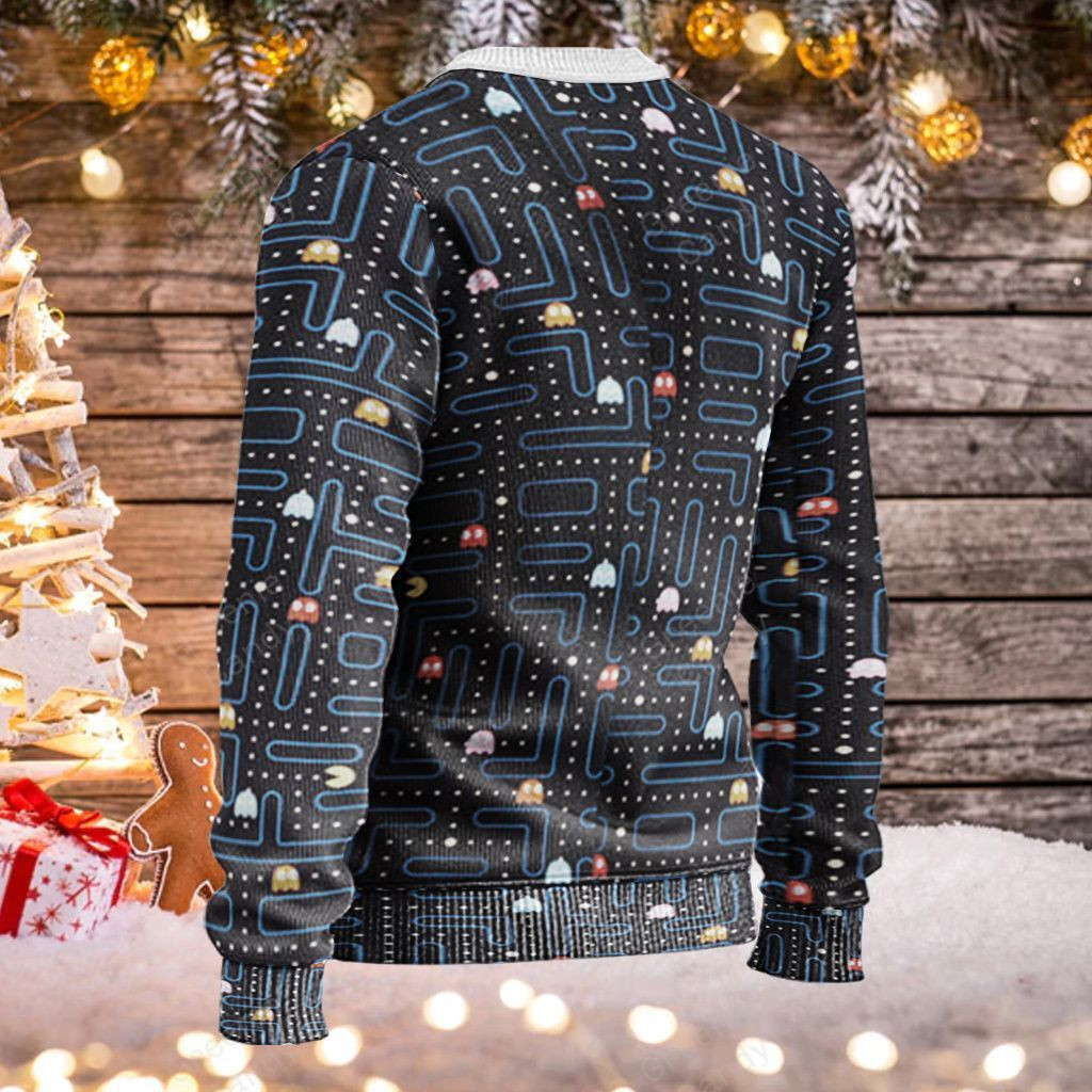 Pac-Man Character For Game Lover Ugly Christmas Sweater Adult 3D Funny Matching for family - Image 2