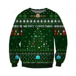 Pac-Man Merry Christmas Ugly Christmas Sweater Adult 3D Funny Matching for family