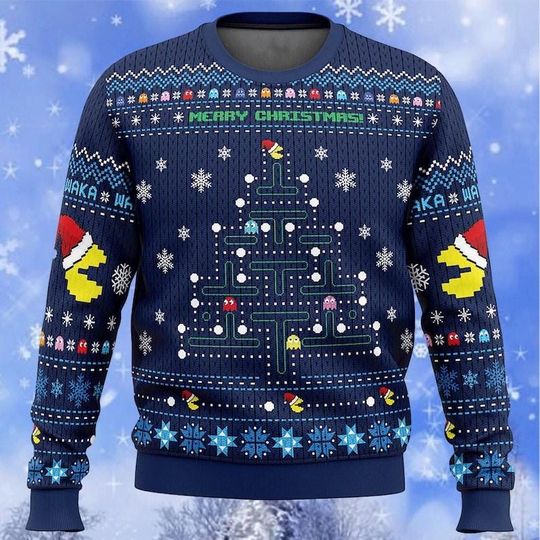 Pac-Man Ugly Christmas Sweater, Pac Man Game Ugly Christmas Sweater - Image 5