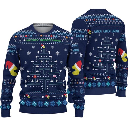 Pac-Man Ugly Christmas Sweater, Pac Man Game Ugly Christmas Sweater - Image 2
