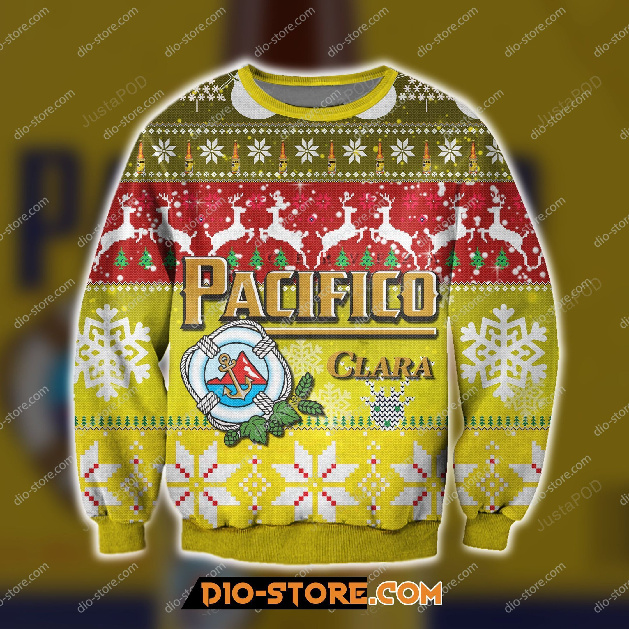 Pacifico Clara Knitting Pattern Ugly Christmas Sweater Adult 3D Funny Matching for family