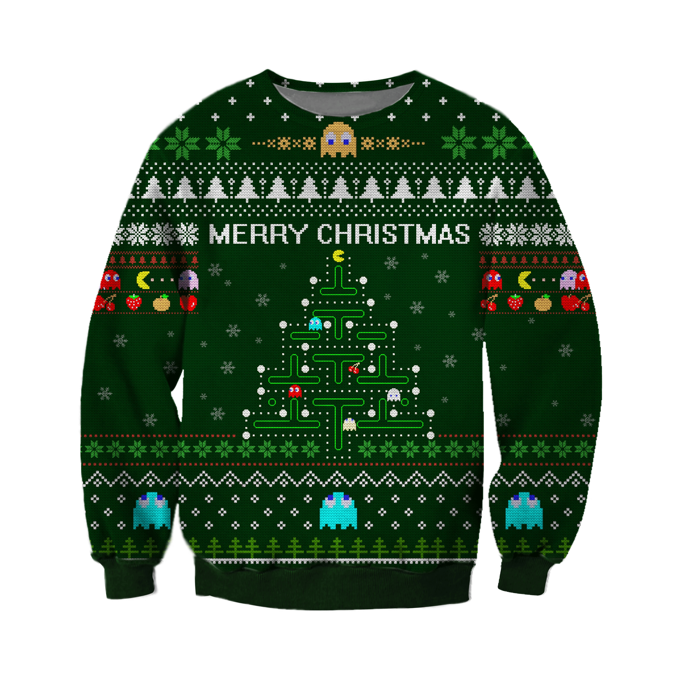 Pacman Knitting Pattern 3D Print Ugly Christmas Sweater Adult 3D Funny Matching for family
