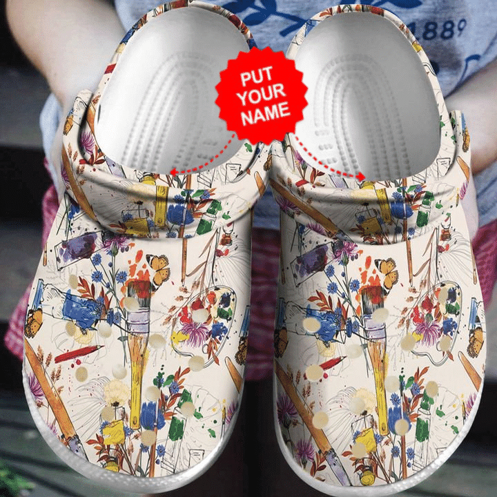 Painting Wildflower Art clog Shoes Colorful