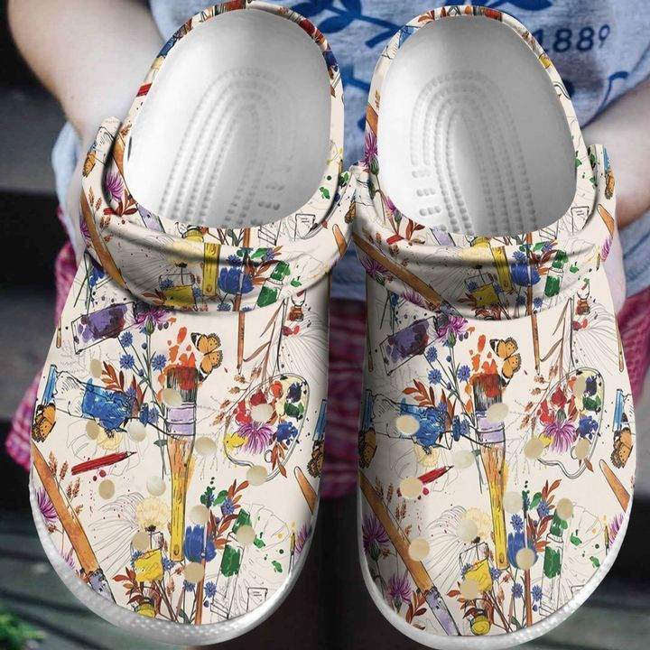 Painting Wildflower Art Rubber clog Shoes Comfy Footwear
