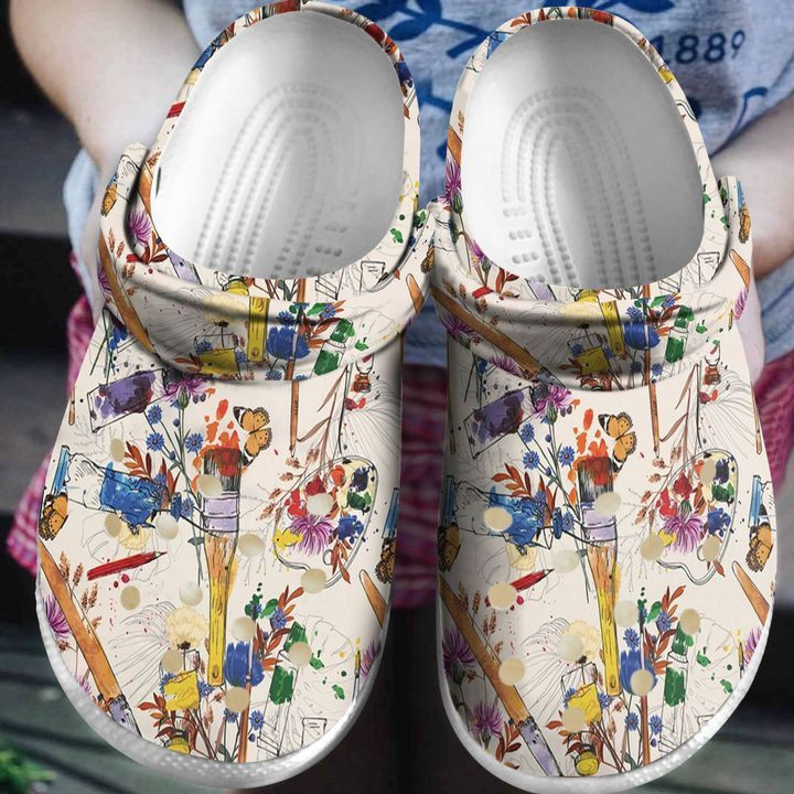 Painting Wildflower Rubber clog Shoes Comfy Footwear