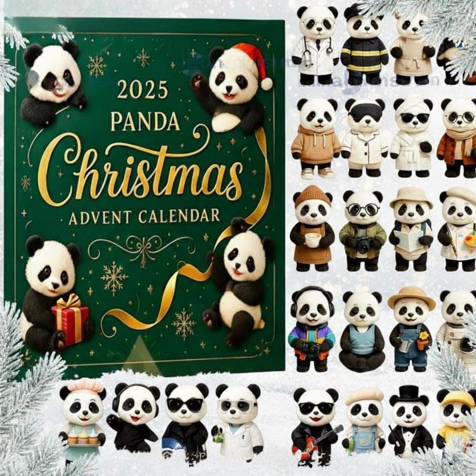 Panda Christmas Advent Calendar 2025  24 Days of Cute Panda Figurines in Outfits  Holiday Countdown Gift