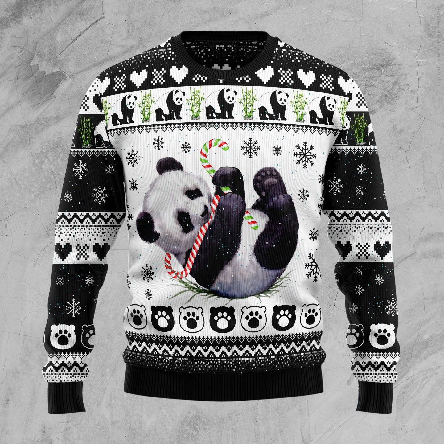 Panda Xmas Ugly Christmas Sweater Adult 3D Funny Matching for family