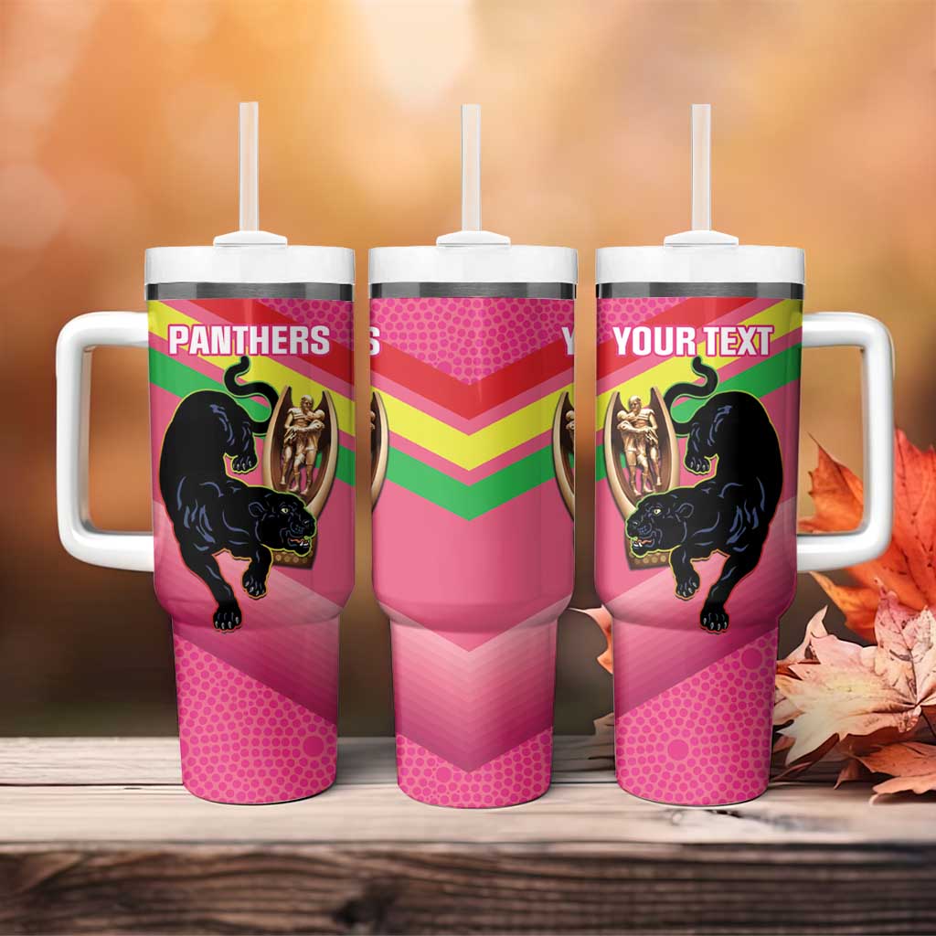 Panthers Rugby 2024 Mascot With Trophy Go Champions Aboriginal Art â€“ Pink Custom Stanley Cup 40 oz 30 oz Tumbler With HandleTVC2301318