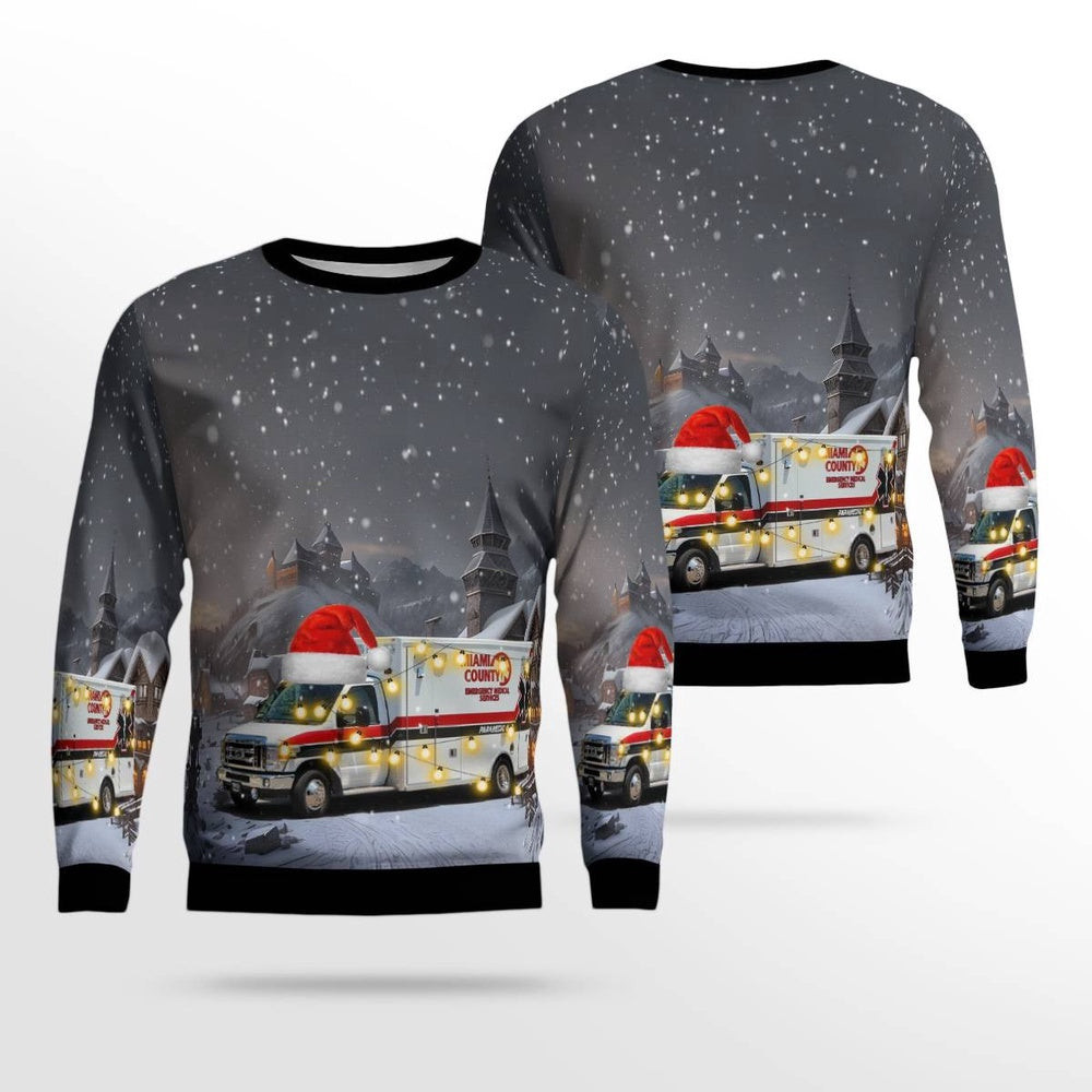 Paola Kansas Miami County EMS Christmas AOP Ugly Sweater Christmas Unisex Sweaters Gift For Christmas