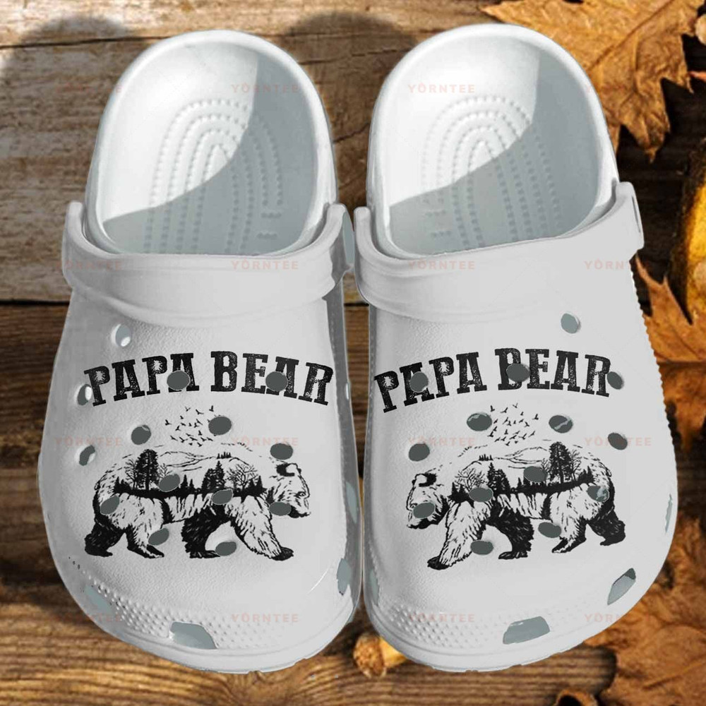 Papa Bear For Fathers Day - Camping Dad Bear Gifts Flower Gift For Lover Rubber clog Shoes Comfy Footwear