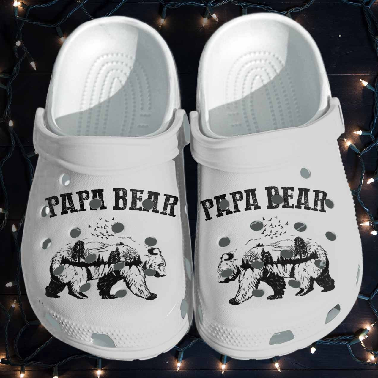 Papa Bear Shoes - Camping Dad Bear clogs For Men Grandpa