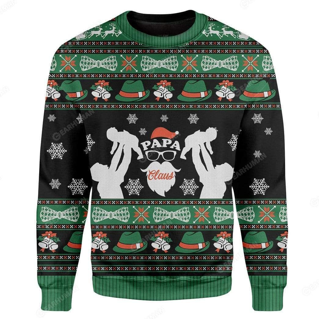 Papa Claus Ugly Christmas Sweater Adult 3D Funny Matching for family
