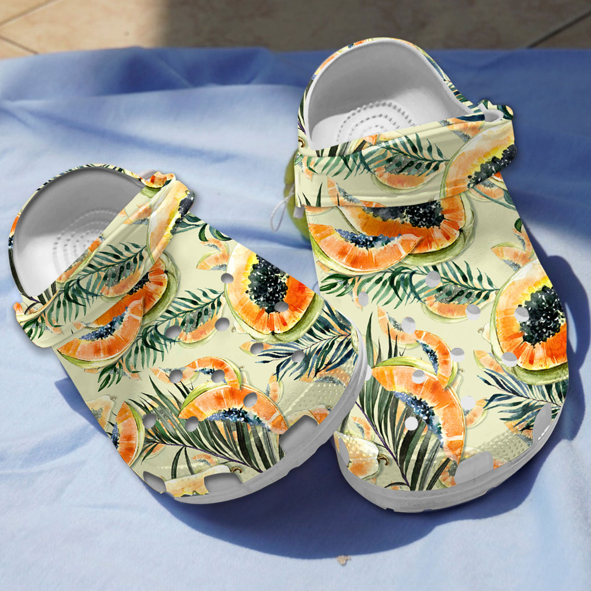 Papaya Fruit Crocs Crocband Clogs Shoes Comfortable For Men Women and Kids