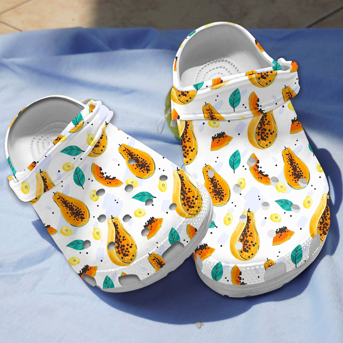 Papaya Fruit Crocs Crocband Clogs Shoes Comfortable For Men Women and Kids