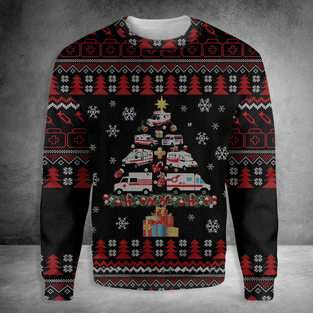 Paramedic Ambulance Ugly Christmas Sweater Adult 3D Funny Matching for family