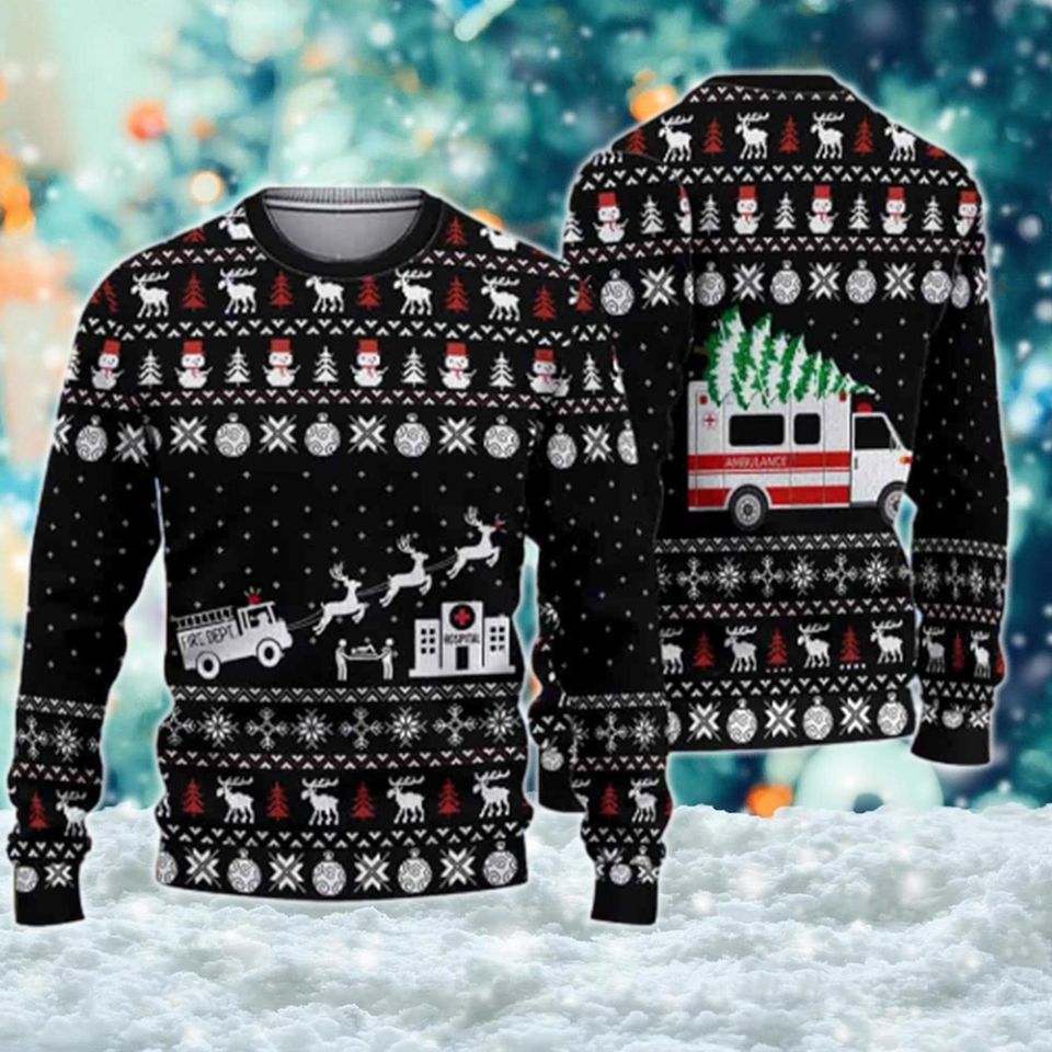 Paramedic Hospital Ambulance Ugly Christmas Sweater