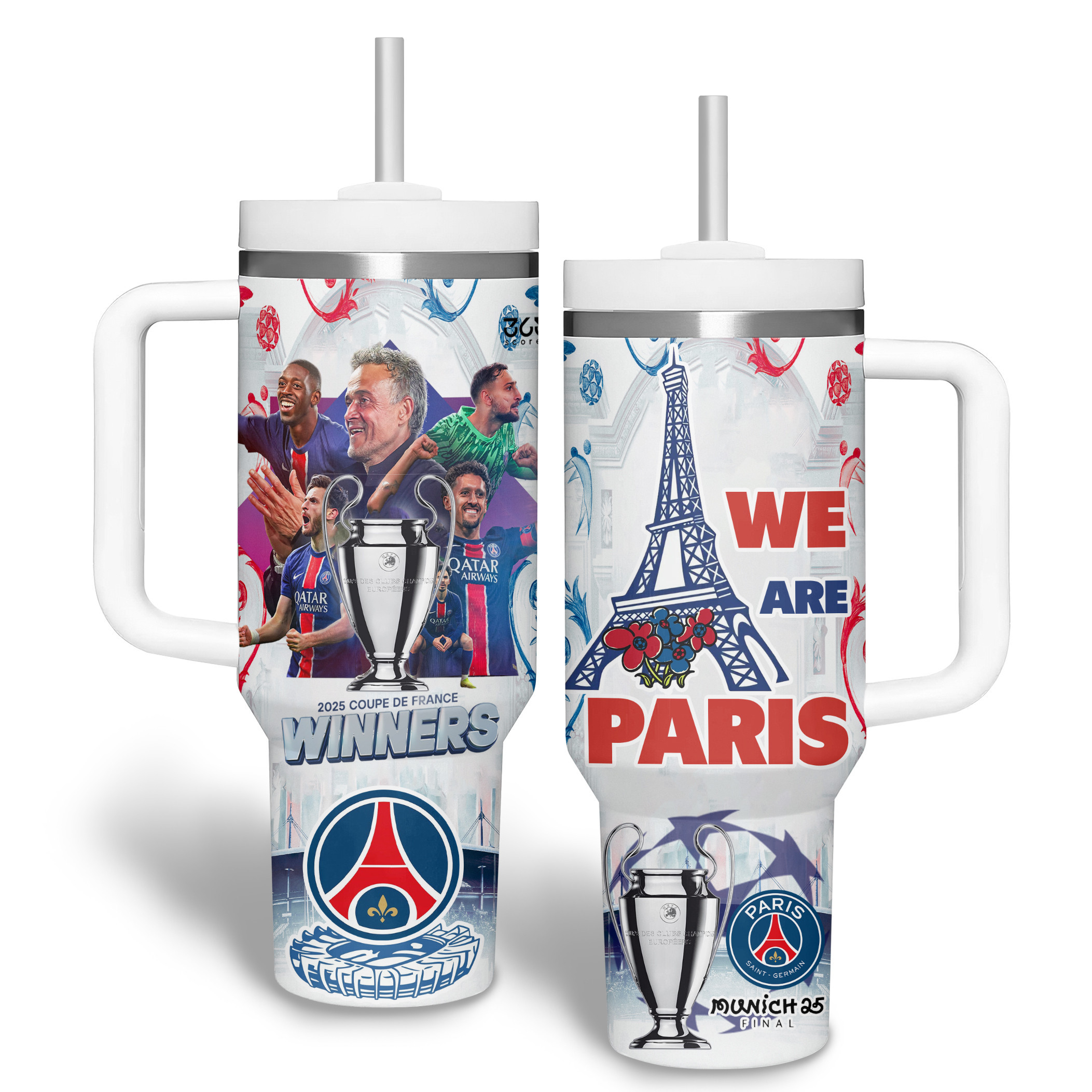 Paris Saint-Germain F.C. Sports Custom Stanley Cup 40 oz 30 oz Tumbler With HandleTVC2301180 - Image 2