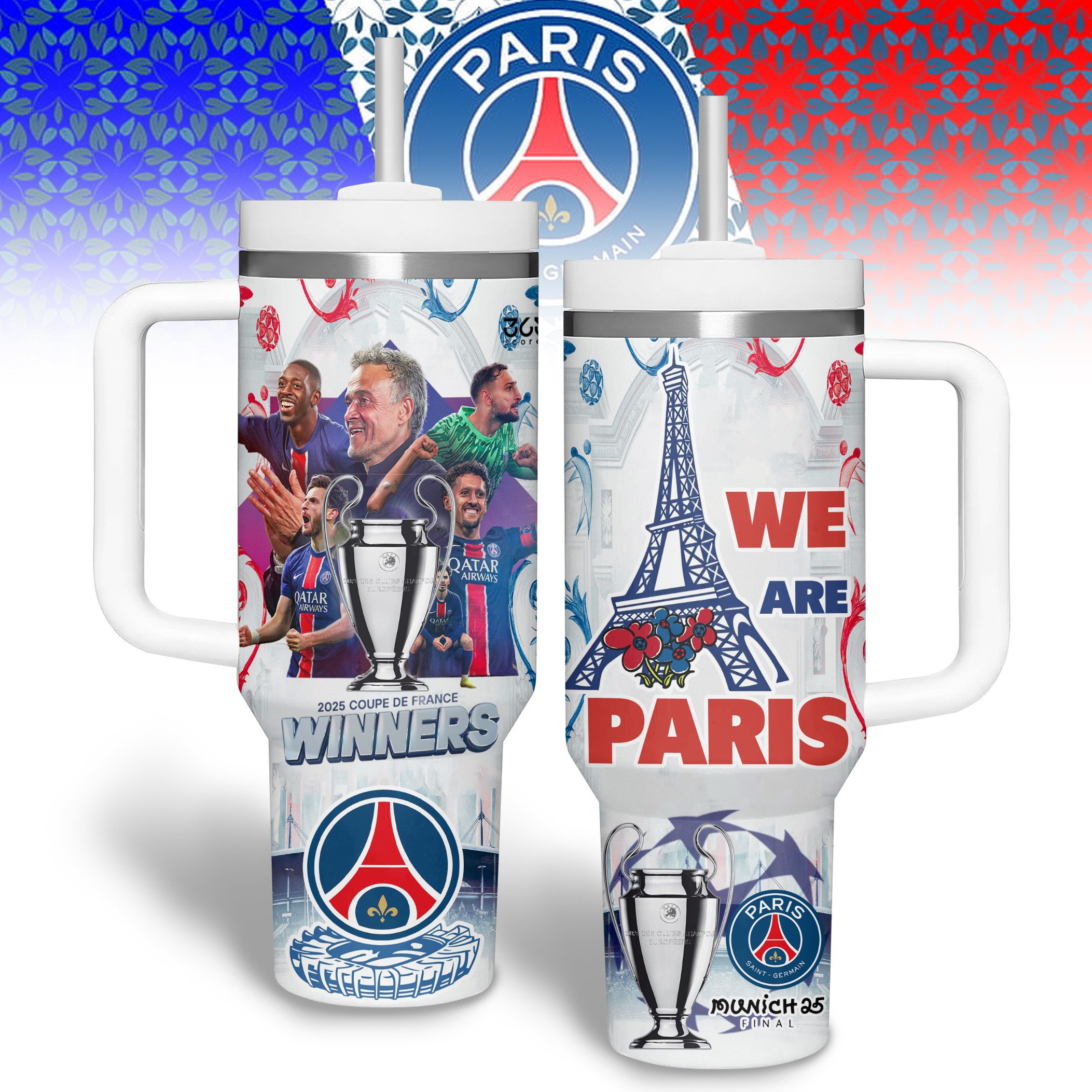 Paris Saint-Germain F.C. Sports Custom Stanley Cup 40 oz 30 oz Tumbler With HandleTVC2301180