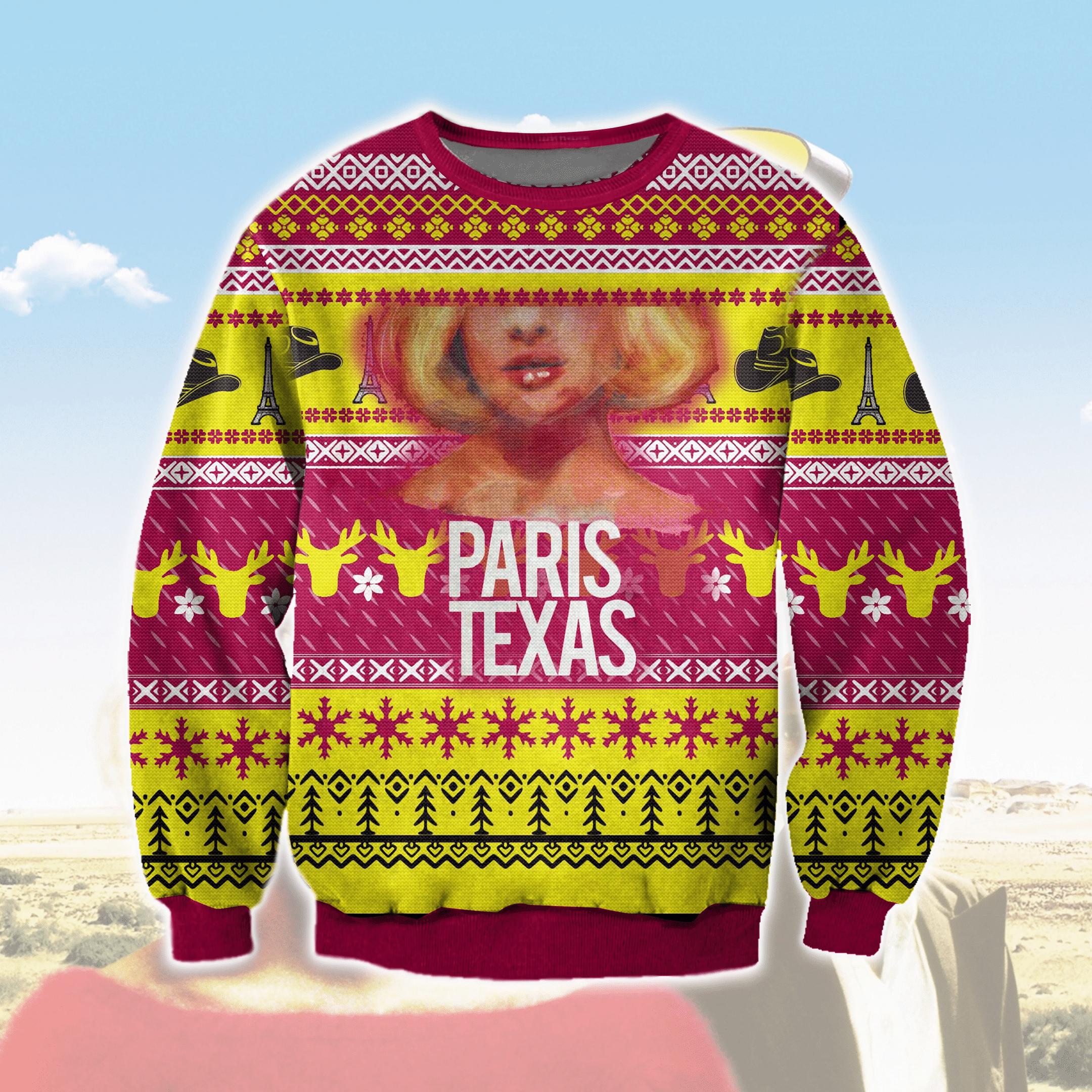 Paris, Texas Ugly Christmas Sweater Adult 3D Funny Matching for family