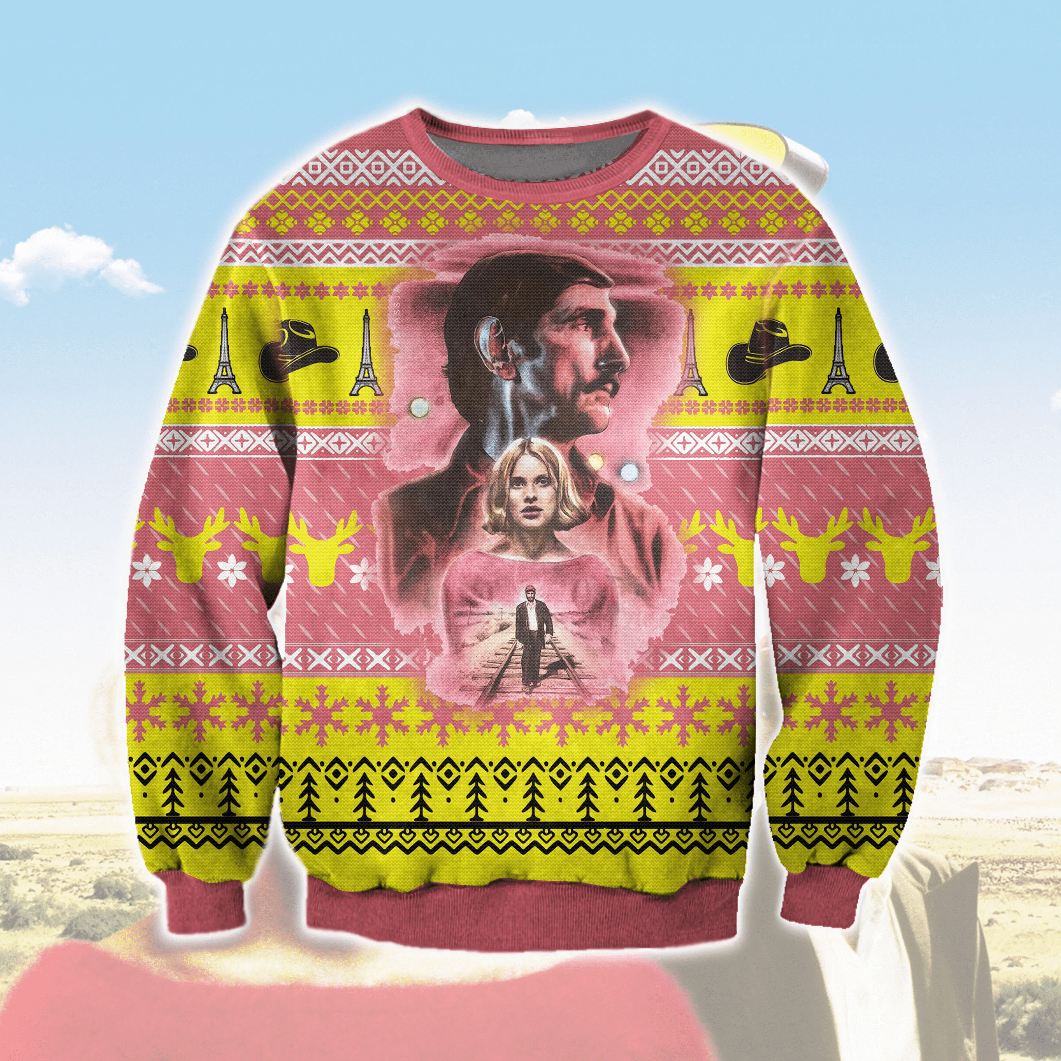 Paris, Texas Ugly Christmas Sweater Adult 3D Funny Matching for family