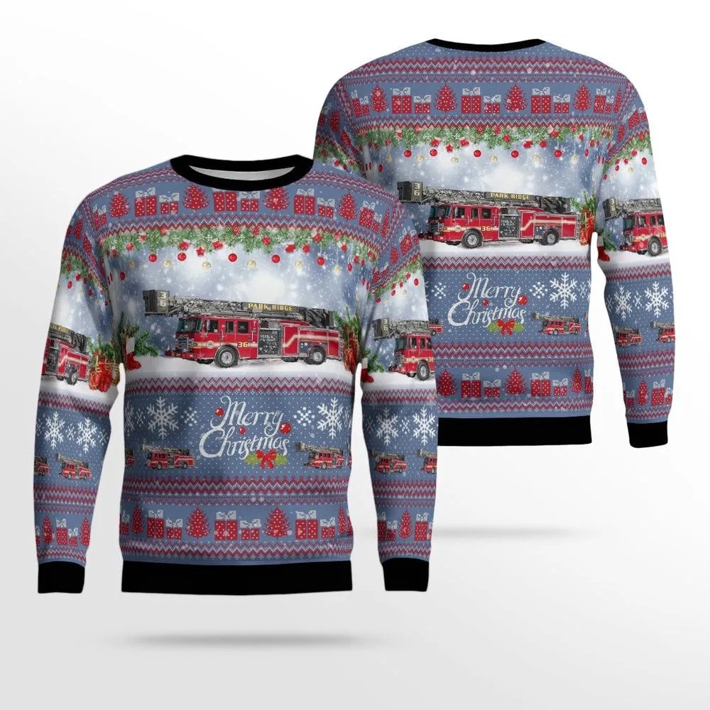 Park Ridge Illinois Park Ridge Fire Department AOP Ugly Sweater Christmas Unisex Sweaters Gift For Christmas