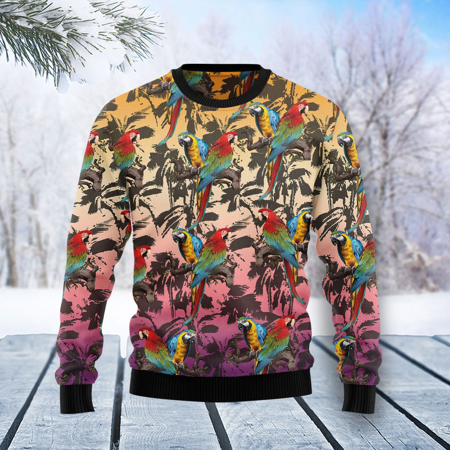 Parrot Palm Forest Ugly Christmas Sweater Adult 3D Funny Matching for family