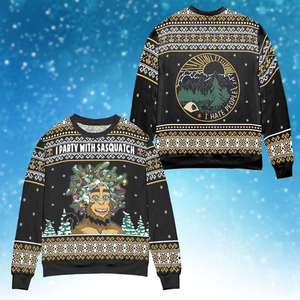 Party With Sasquatch Christmas Ugly Sweater