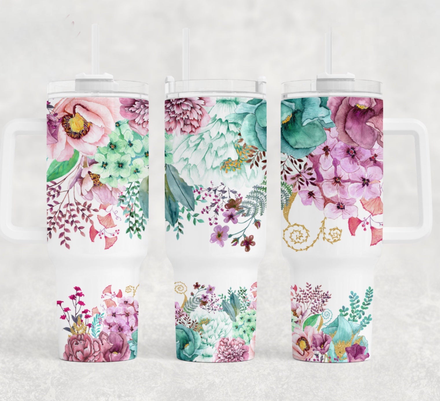 Pastel Floral Custom Stanley Cup 40 oz 30 oz Tumbler With HandleTVC2301749