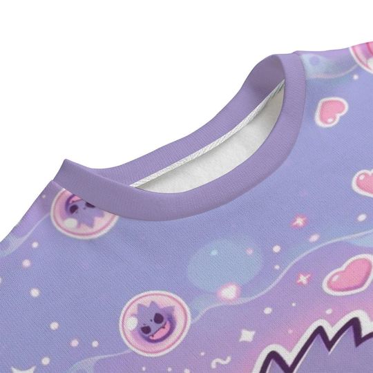Pastel Gengar Kawaii Cute Splatter card Gaming Inspired Design Cute Sweatshirt - Image 9