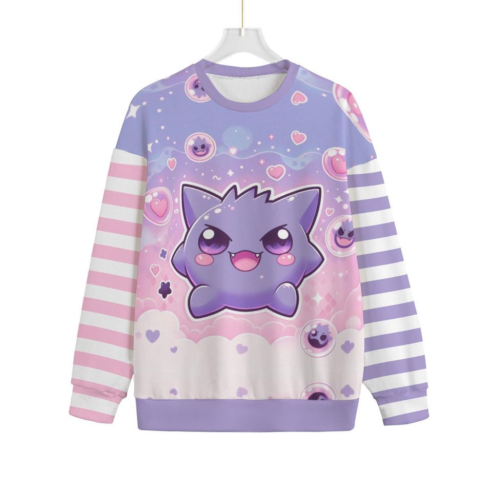 Pastel Gengar Kawaii Cute Splatter card Gaming Inspired Design Cute Sweatshirt
