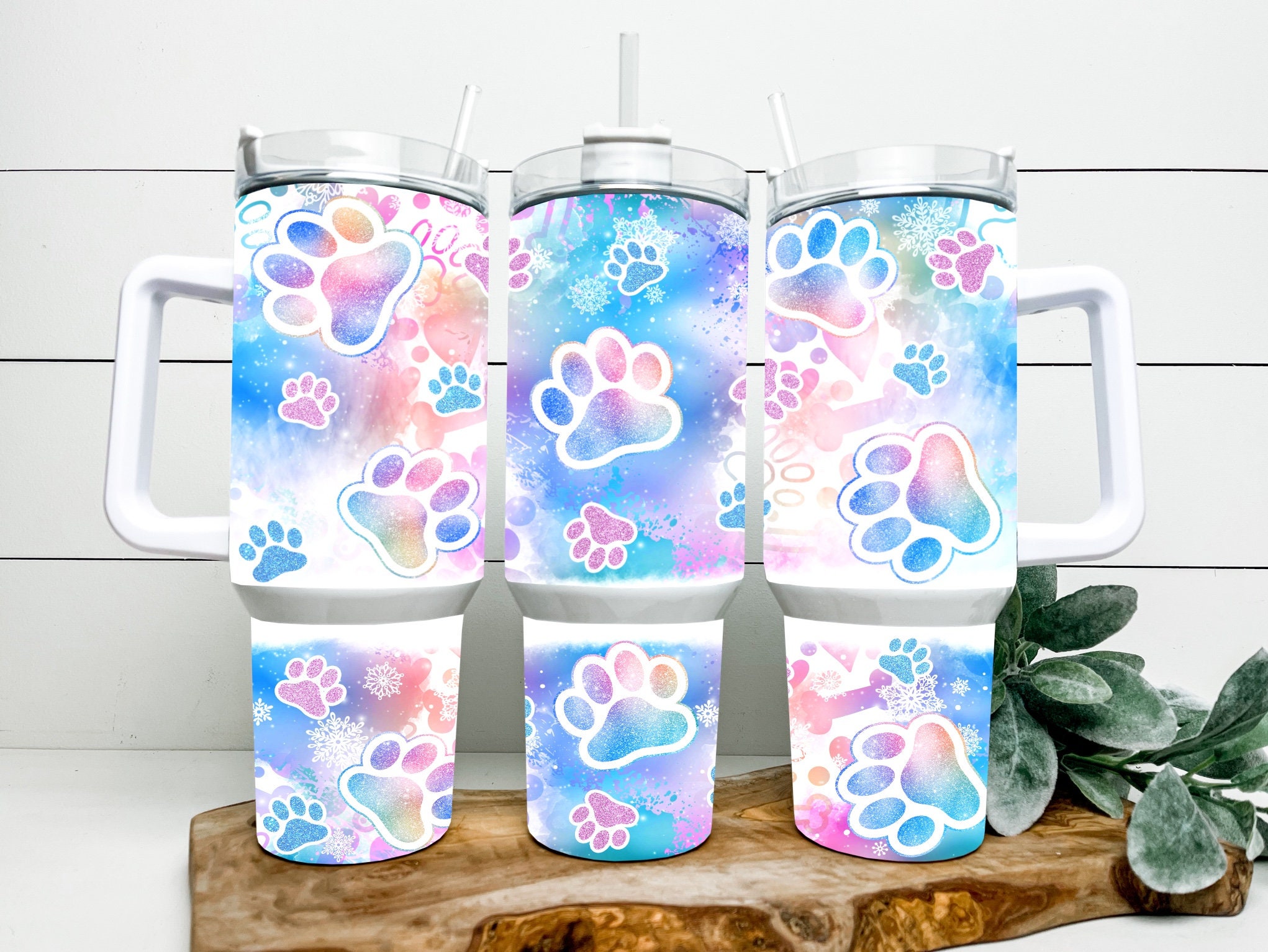 Pastel Glitter Paw Prints Custom Stanley Cup 40 oz 30 oz Tumbler With HandleTVC2301164