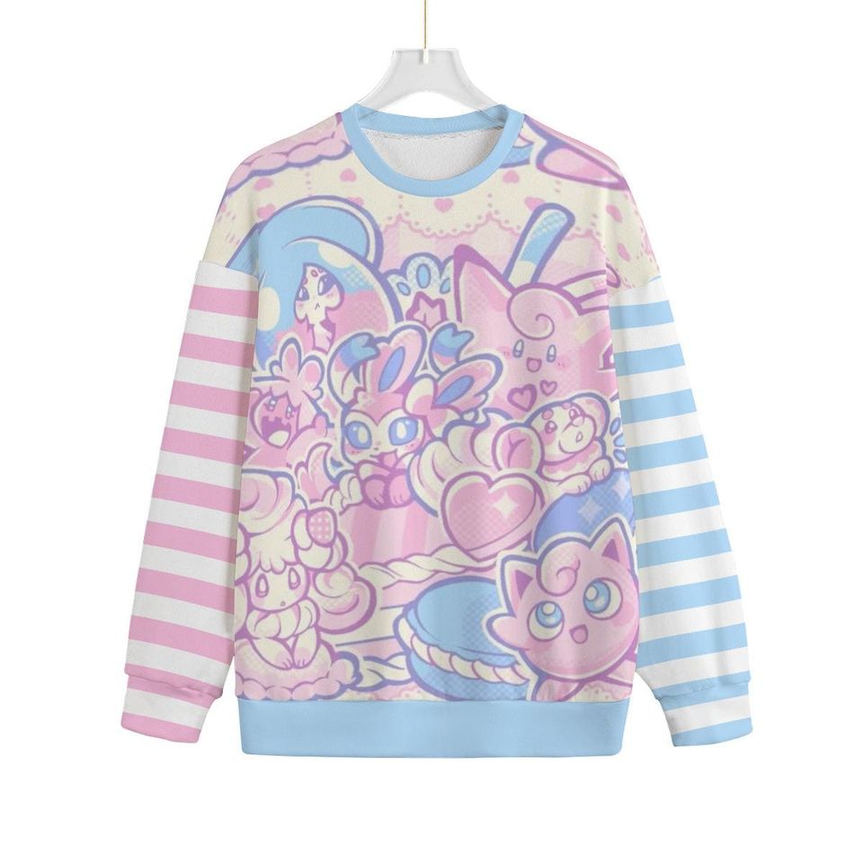 Pastel Sylveonda jigglypuff Splatter card Gaming Inspired Design Cute Sweatshirt