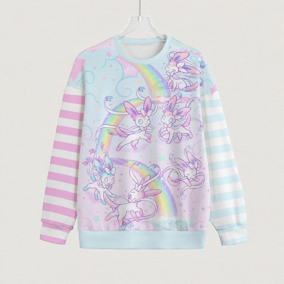 Pastel Sylveonda Splatter card Gaming Inspired Design Cute Sweatshirt