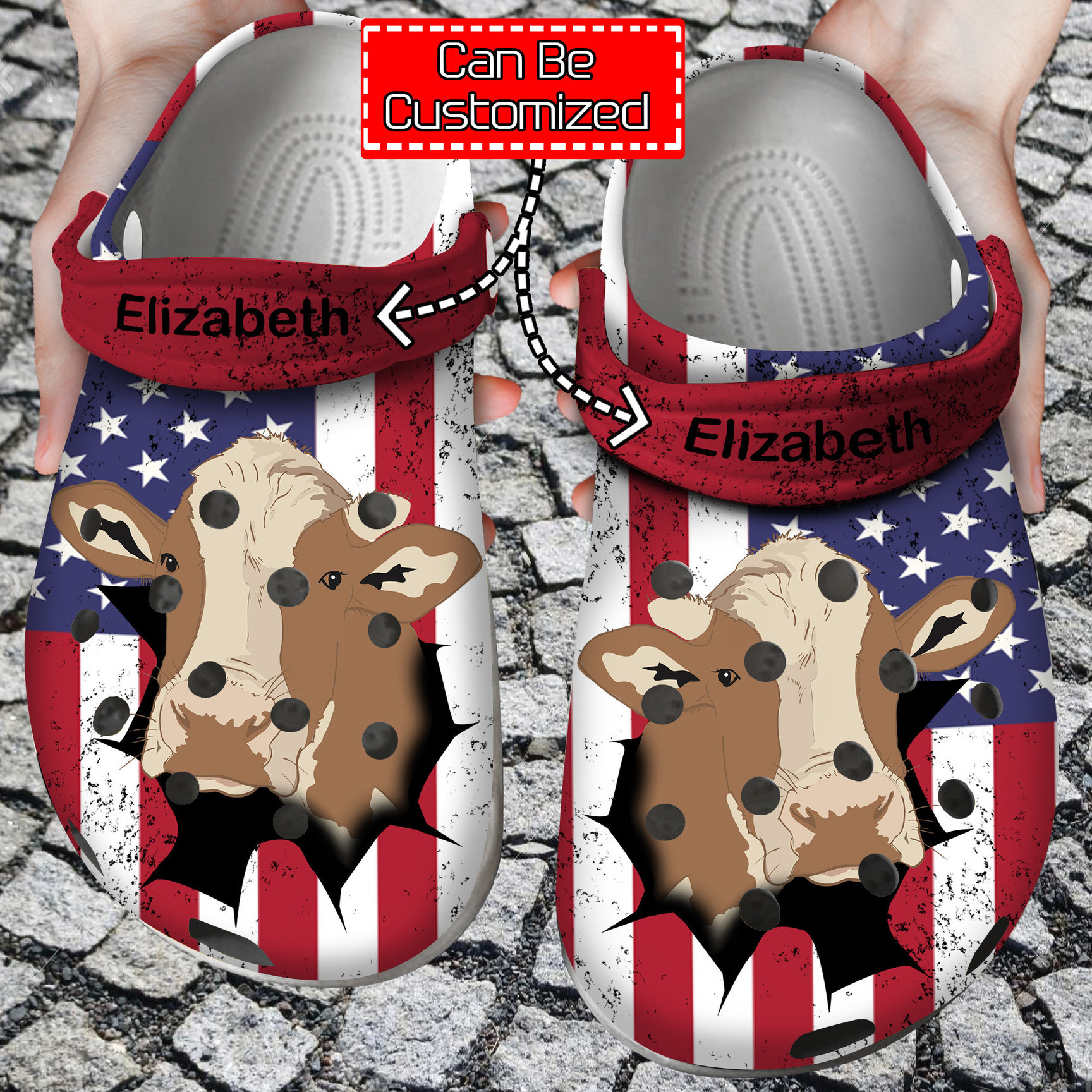 Patriotic Cow Inside Me Personalized Clogs Shoes Animal