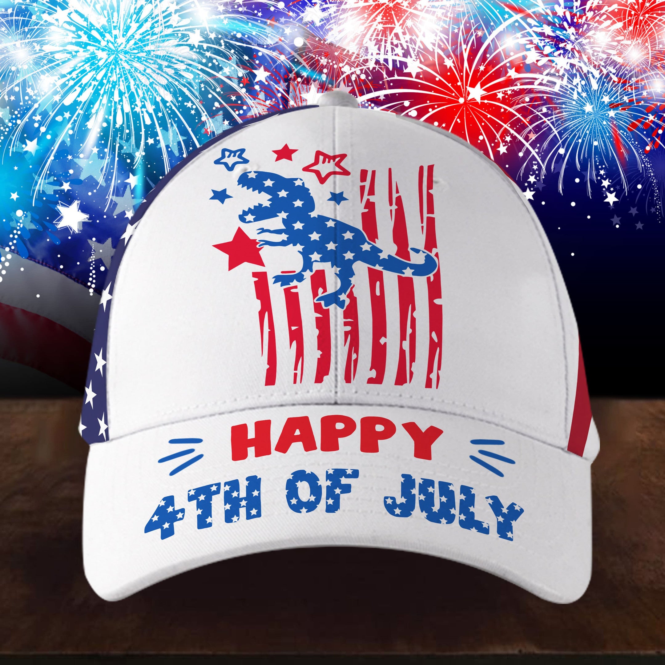 Patriotic Dinosaur Customized Hat Classic Cap MTX105438Pb Trucker Hats Custom Hats Gifts For Men & Women