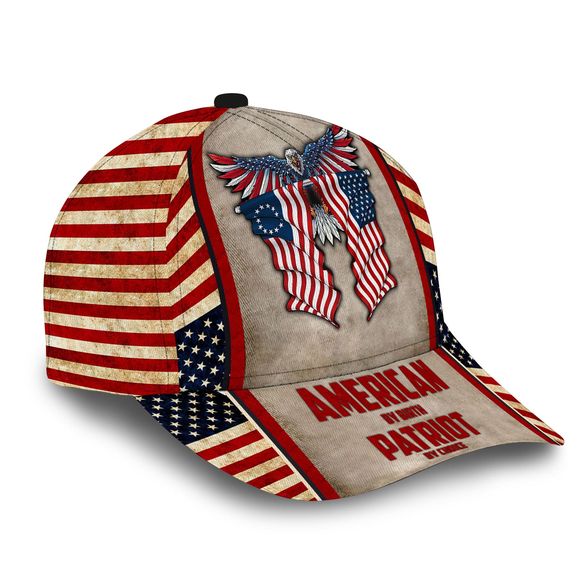 Patriotic Eagle Hat, American By Birth Patriot By Choice Full Printed Cap Trucker Hats Custom Hats Gifts For Men & Women
