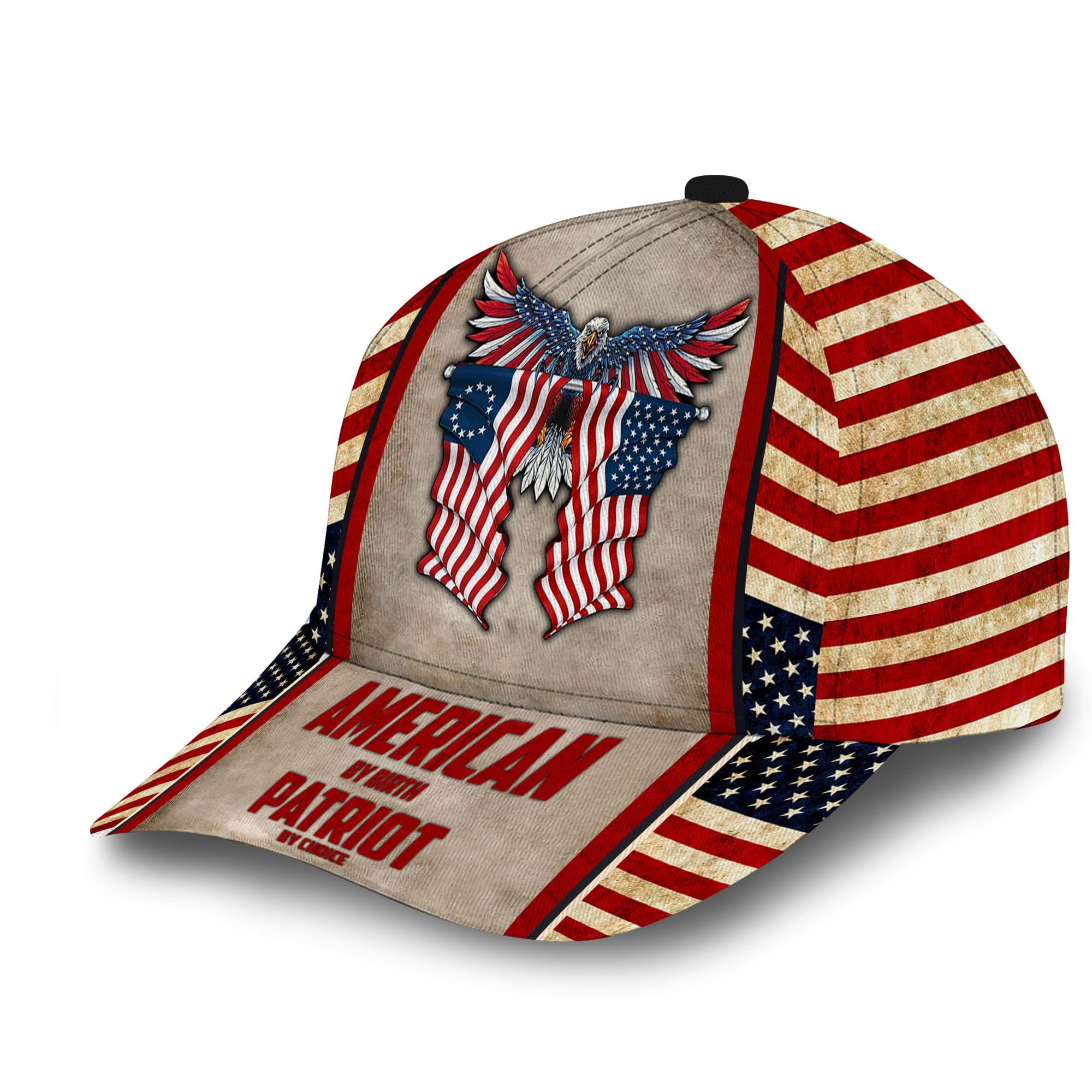 Patriotic Eagle Hat, American By Birth Patriot By Choice Full Printed Cap Trucker Hats Custom Hats Gifts For Men & Women