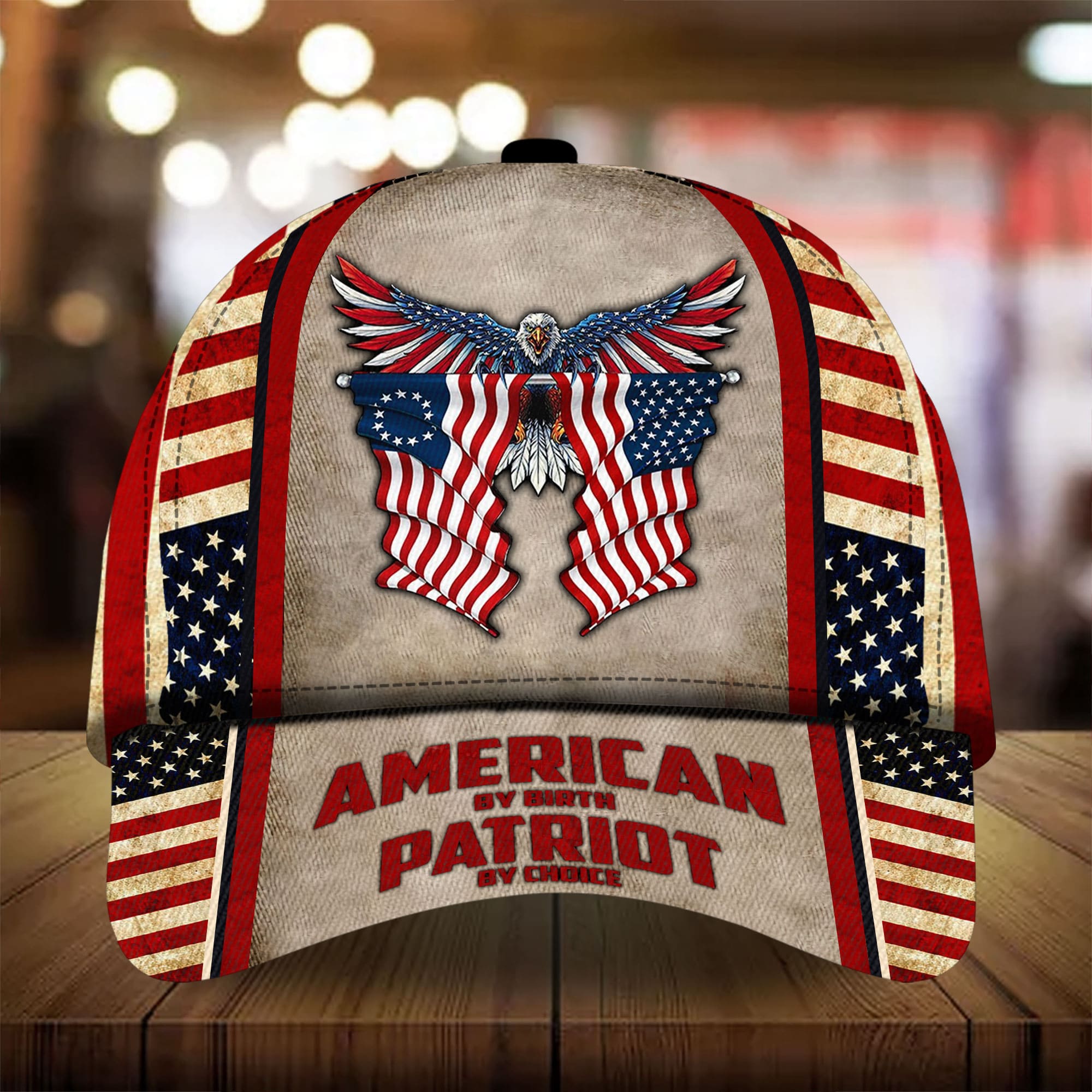 Patriotic Eagle Hat, American By Birth Patriot By Choice Full Printed Cap Trucker Hats Custom Hats Gifts For Men & Women