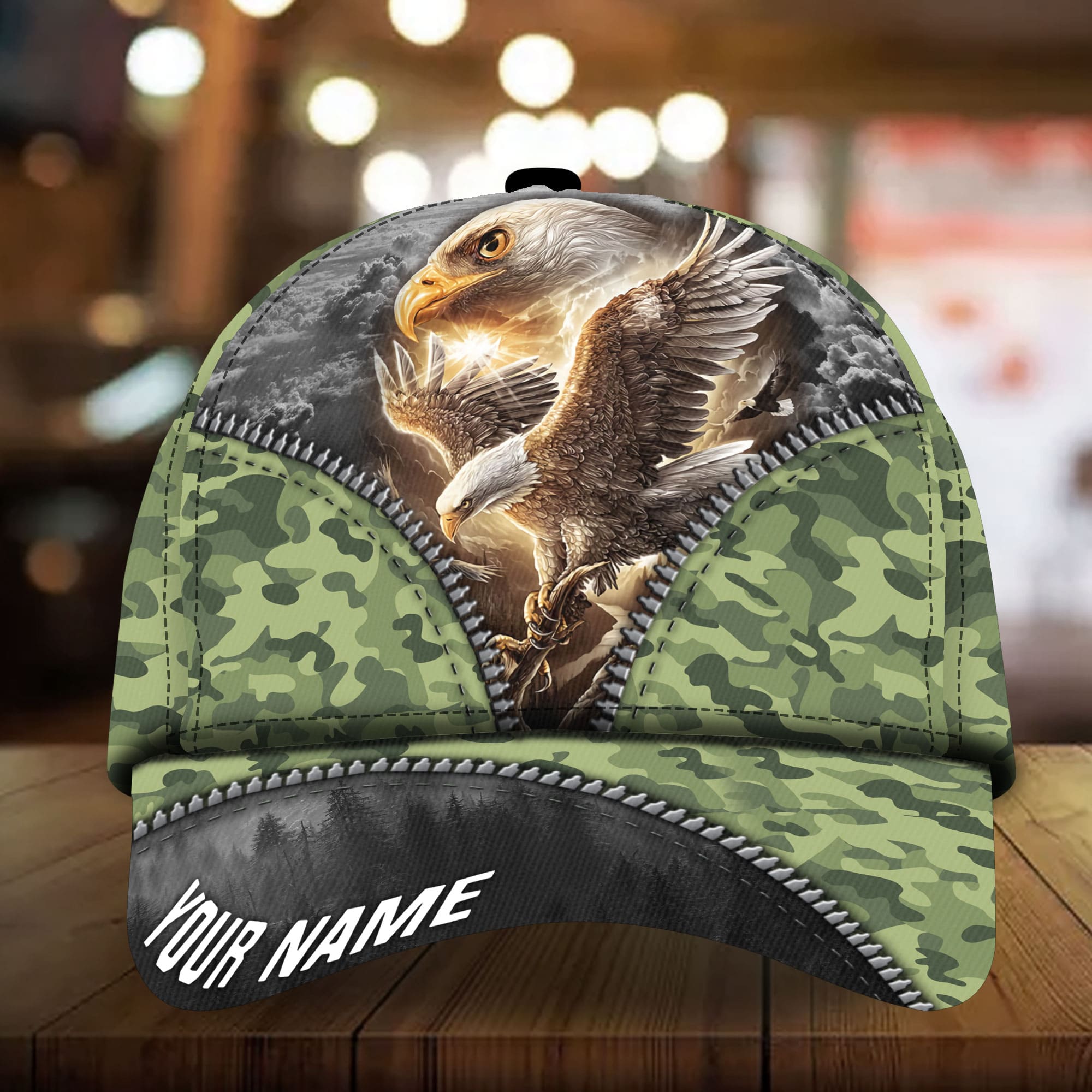 Patriotic Eagle Hat, American Flag Full Printed Personalized Cap Camo Pattern Trucker Hats Custom Hats Gifts For Men & Women