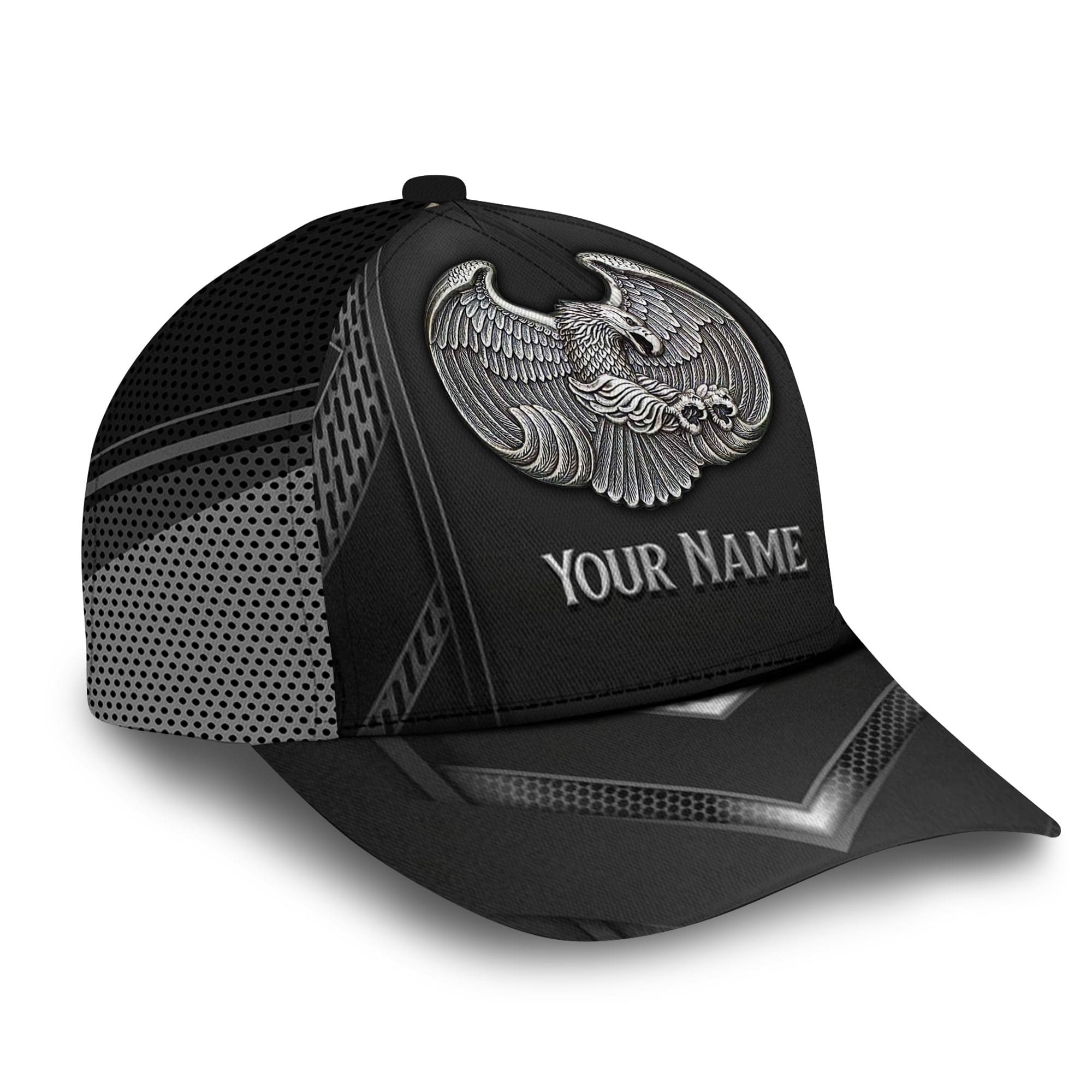 Patriotic Eagle Hat, American Flag Metal Eagle Full Printed Cap Metal Pattern Trucker Hats Custom Hats Gifts For Men & Women