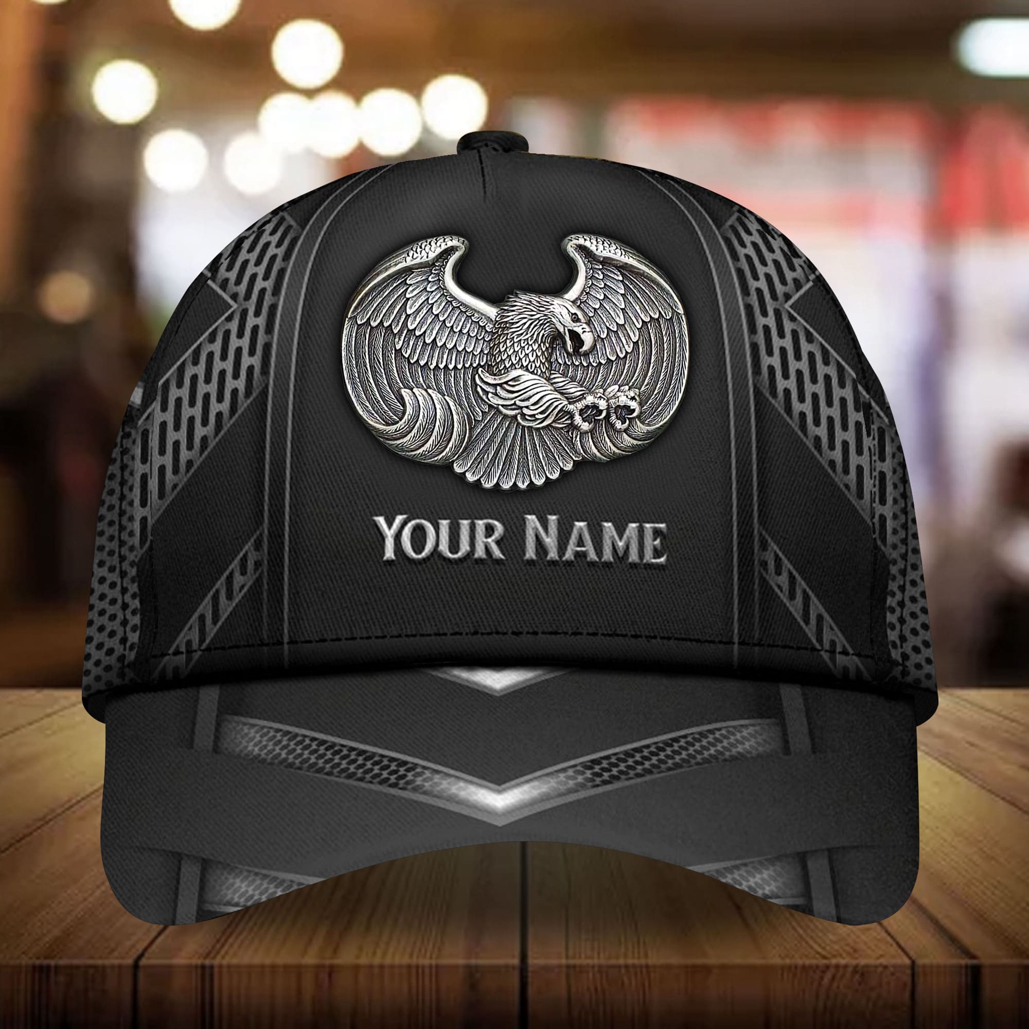 Patriotic Eagle Hat, American Flag Metal Eagle Full Printed Cap Metal Pattern Trucker Hats Custom Hats Gifts For Men & Women