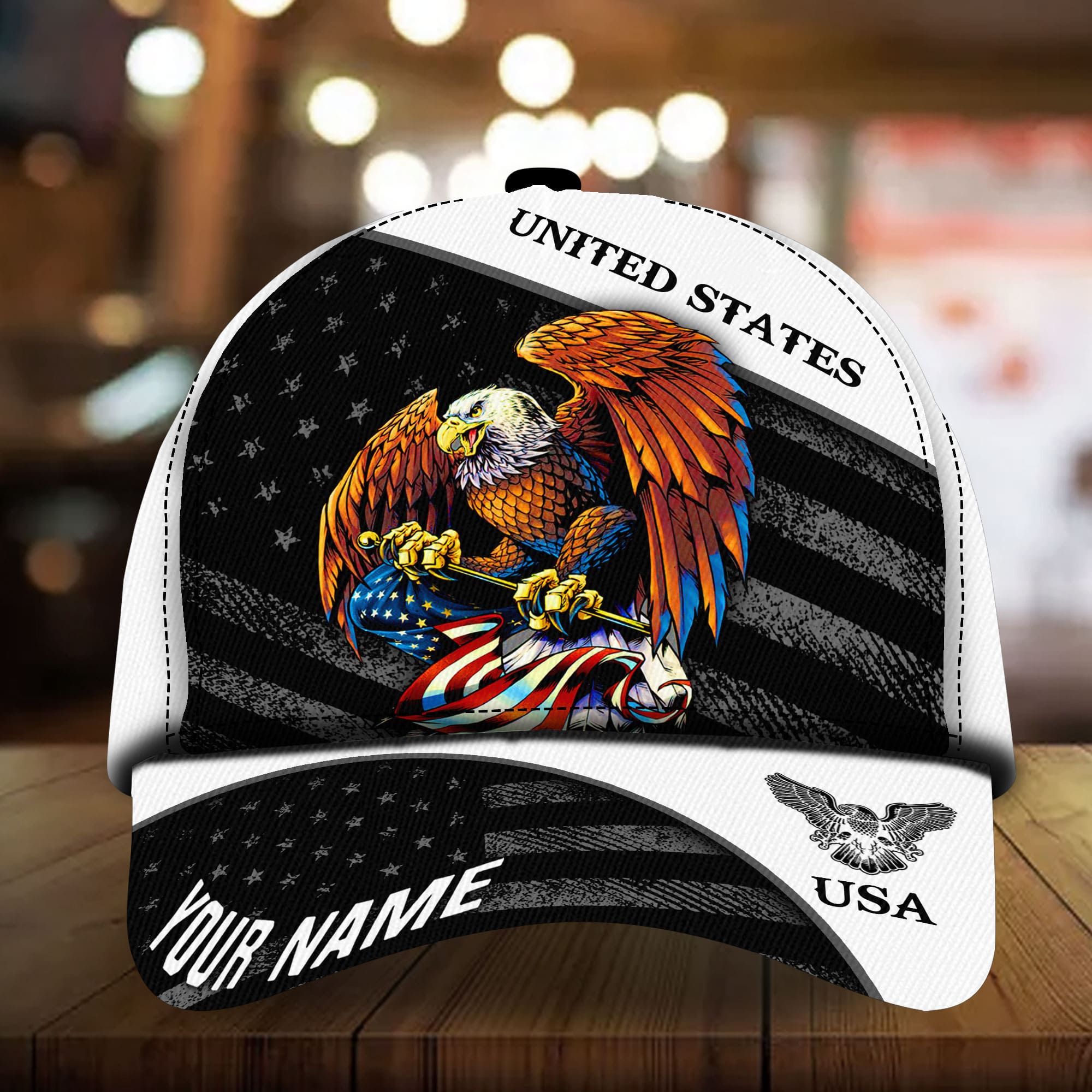 Patriotic Eagle Hat, American Flag United States Full Printed Multicolors Personalized Cap Trucker Hats Custom Hats Gifts For Men & Women