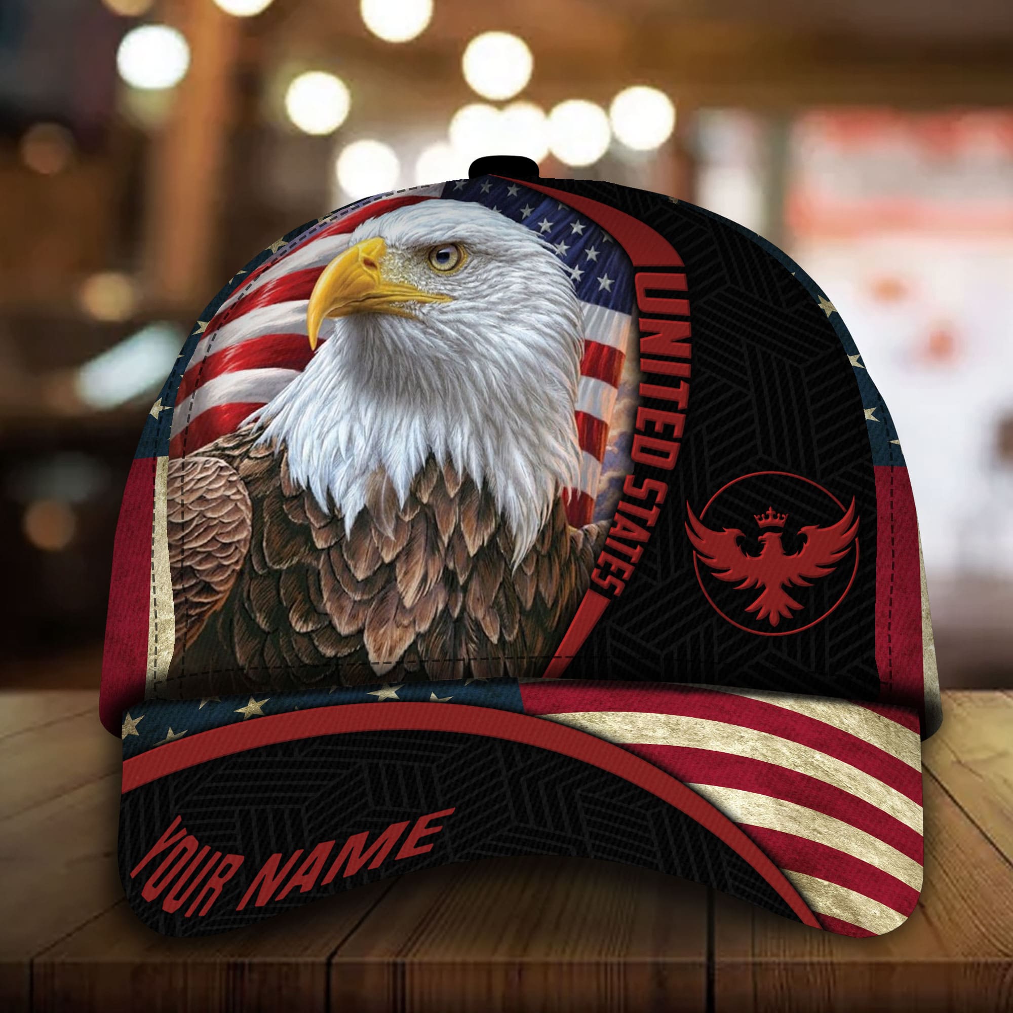 Patriotic Eagle Hat, United States Full Printed Multicolors Personalized Cap Trucker Hats Custom Hats Gifts For Men & Women