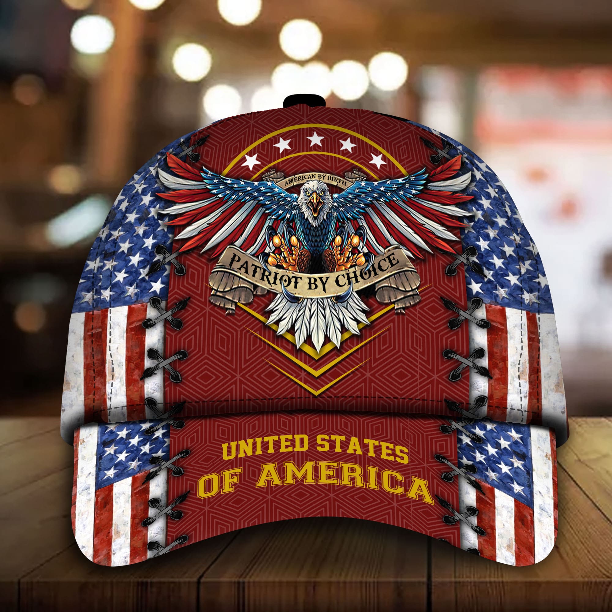Patriotic Eagle Hat, United States Full Printed Multicolors Personalized Cap American Flag Pattern Trucker Hats Custom Hats Gifts For Men & Women