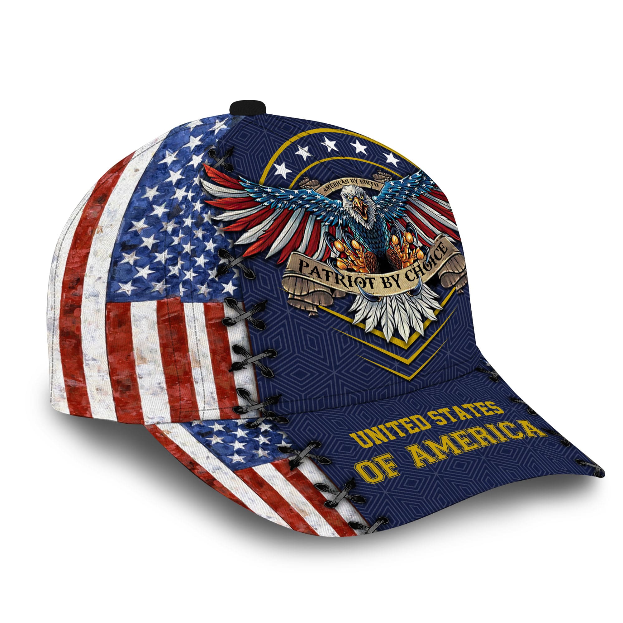 Patriotic Eagle Hat, United States Full Printed Multicolors Personalized Cap American Flag Pattern Trucker Hats Custom Hats Gifts For Men & Women
