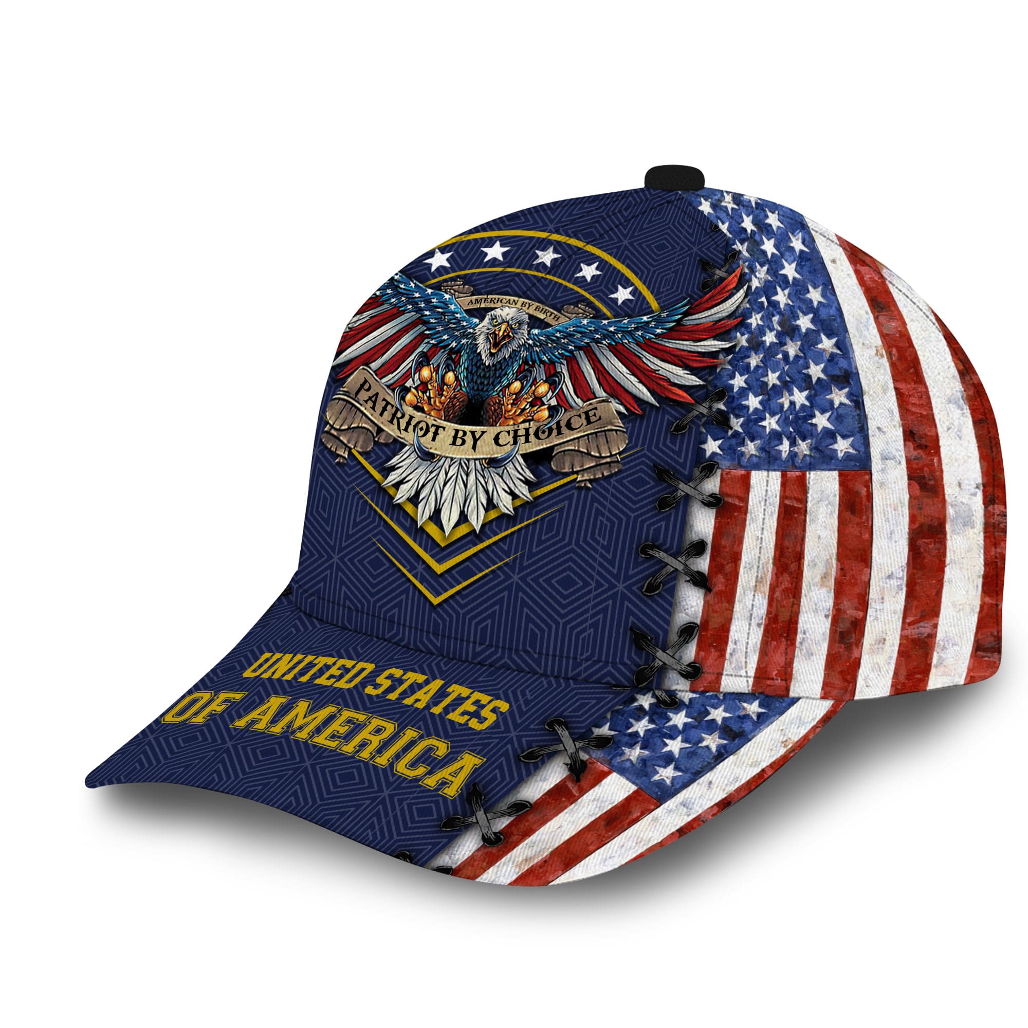Patriotic Eagle Hat, United States Full Printed Multicolors Personalized Cap American Flag Pattern Trucker Hats Custom Hats Gifts For Men & Women