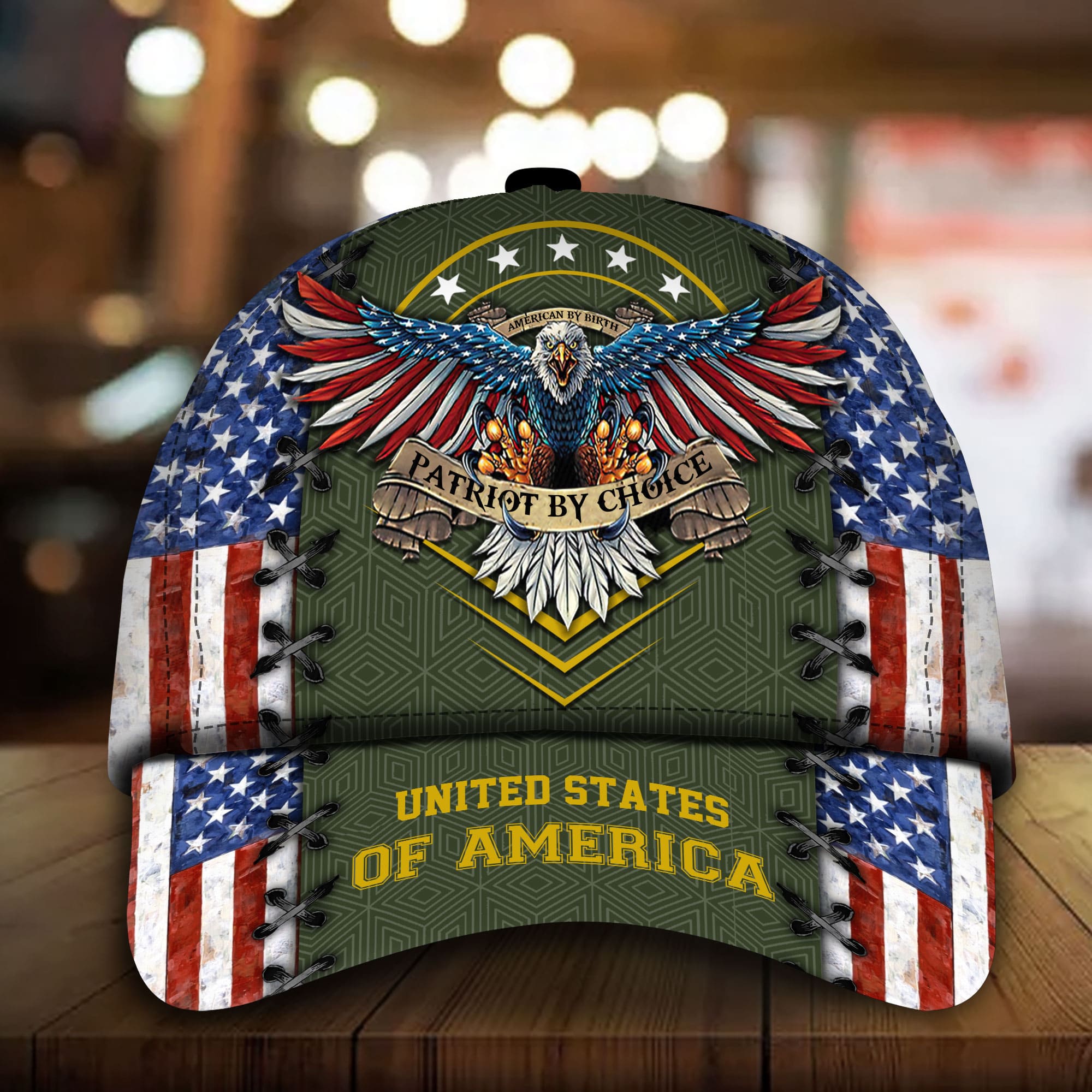 Patriotic Eagle Hat, United States Full Printed Multicolors Personalized Cap American Flag Pattern Trucker Hats Custom Hats Gifts For Men & Women