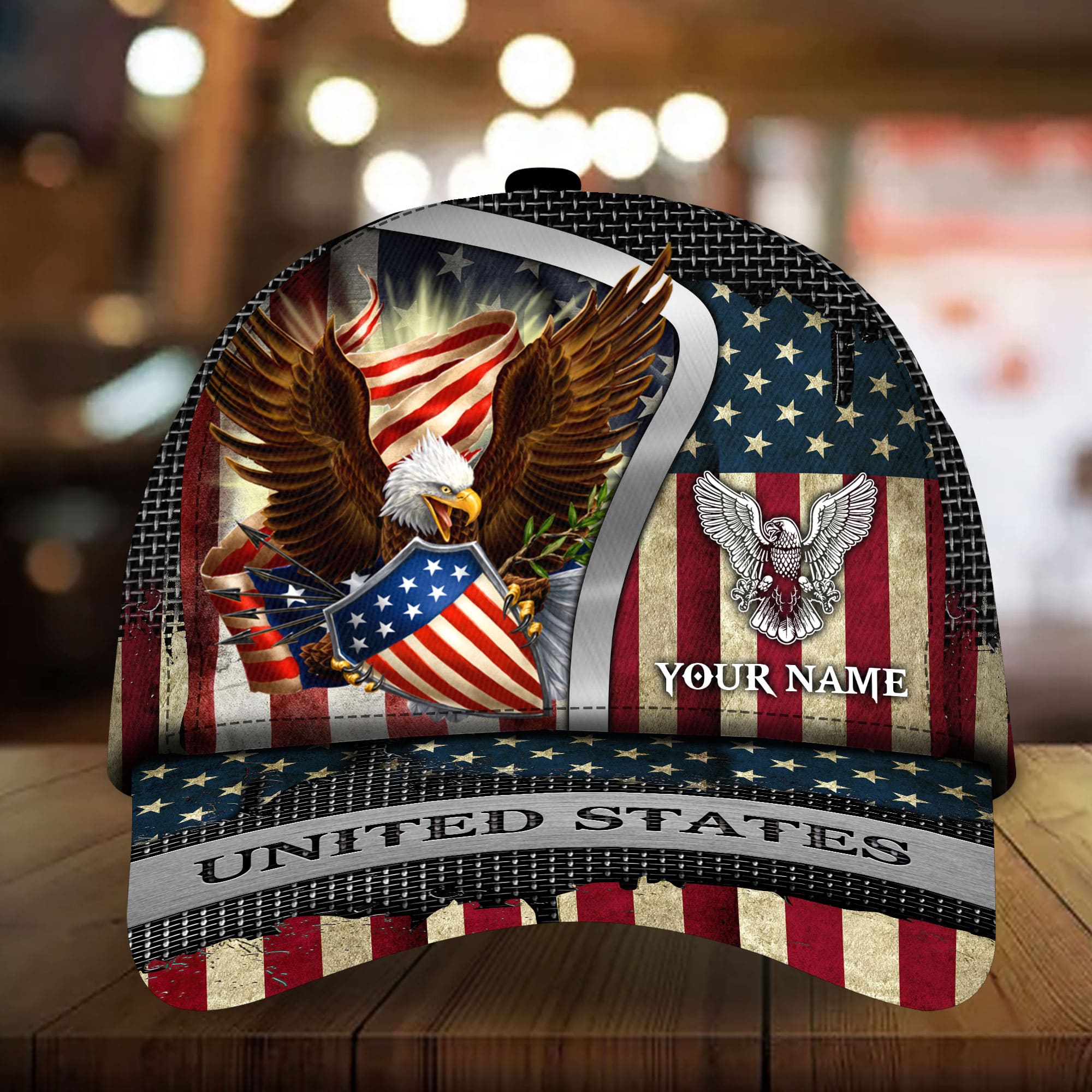 Patriotic Eagle United States Hat, American Flag Eagle Full Printed American Flag Pattern Cap Trucker Hats Custom Hats Gifts For Men & Women