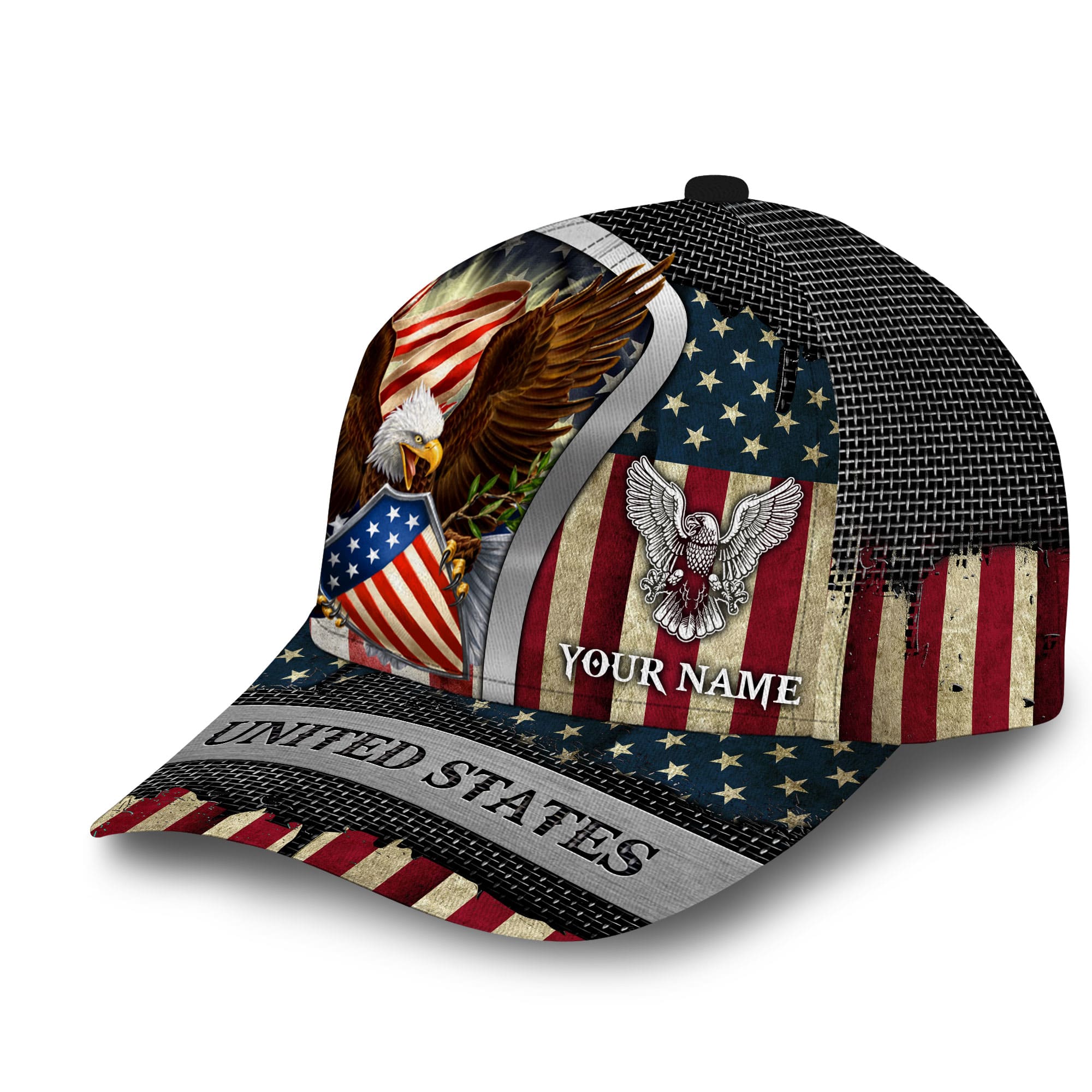 Patriotic Eagle United States Hat, American Flag Eagle Full Printed American Flag Pattern Cap Trucker Hats Custom Hats Gifts For Men & Women